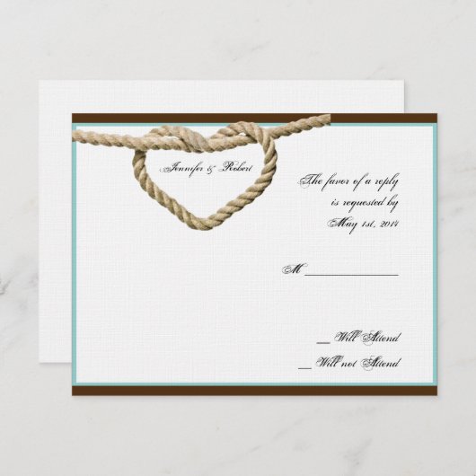 Hart Liefde Knoop Western Bruiloft Reactie Kaart (Voorkant / Achterkant)