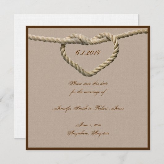 Hart Liefde Knoop Western Bruiloft Save the Date (Voorkant / Achterkant)