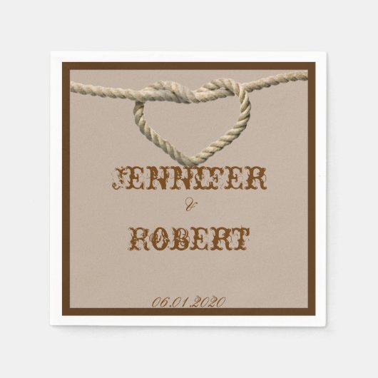 Hart Liefde Knoop Western Bruiloft Servet (Voorkant)