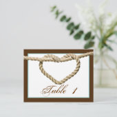 Hart Liefde Knoop Western Bruiloft Tafel Nummer Briefkaart (Staand voorkant)