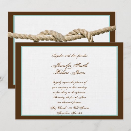 Hart Liefde Knoop Westerne Bruiloft Uitnodiging (Voorkant / Achterkant)