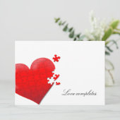 hart liefde legpuzzel uitnodiging (Staand voorkant)