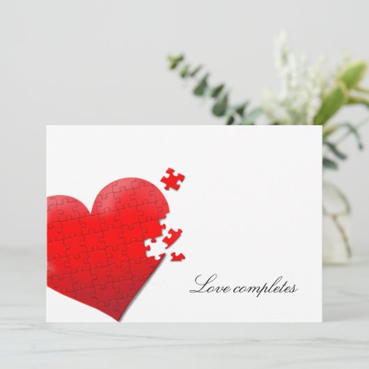 hart liefde legpuzzel uitnodiging (Staand voorkant)