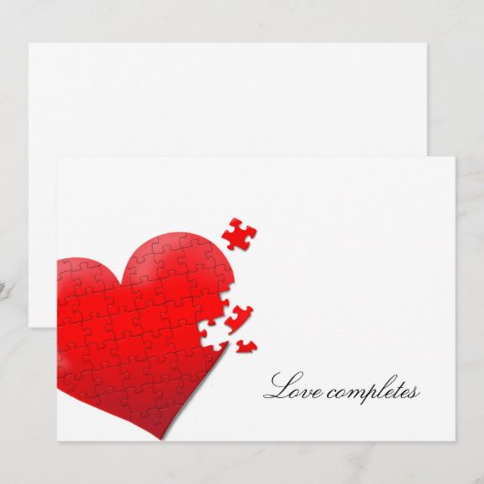 hart liefde legpuzzel uitnodiging (Voorkant / Achterkant)