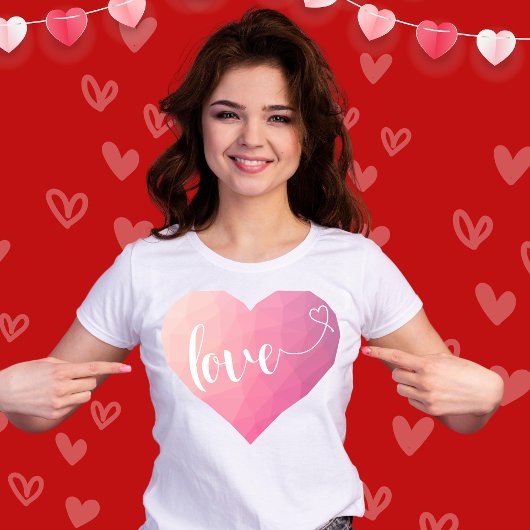 Hart Liefde Modern Waterverf Roze Valentijnsdag T-shirt