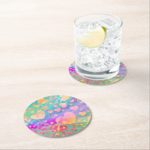 Hart Liefde Patroon Pastel Design Ronde Kartonnen Onderzetter