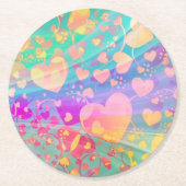 Hart Liefde Patroon Pastel Design Ronde Kartonnen Onderzetter (Voorkant)