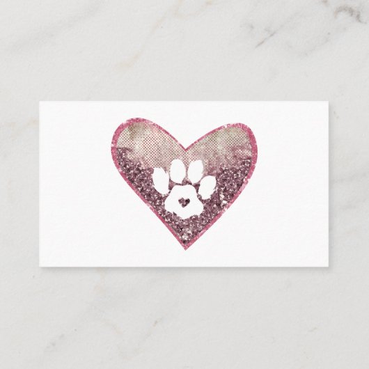 Hart Liefde Quartz Pet Sitter Grooming Paw Visitekaartje (Achterkant)