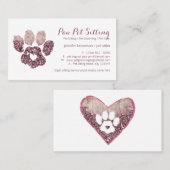 Hart Liefde Quartz Pet Sitter Grooming Paw Visitekaartje (Voorkant / Achterkant)
