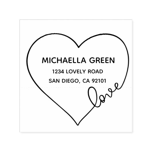 Hart Liefde | Retouradres Stempel van Rubber (Design)