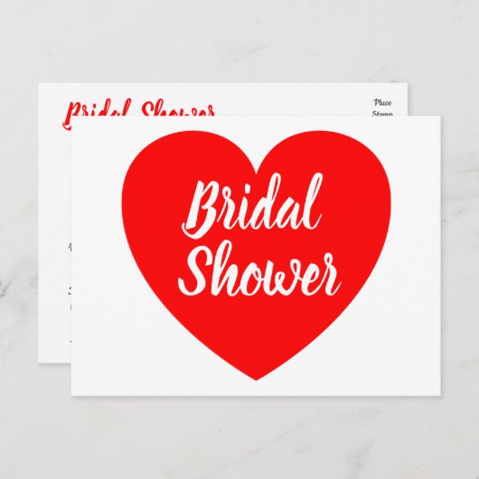 Hart Liefde Rood en Wit Vrijgezellenfeest bruiloft Uitnodiging Briefkaart (Voorkant / Achterkant)