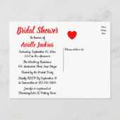 Hart Liefde Rood en Wit Vrijgezellenfeest bruiloft Uitnodiging Briefkaart (Achterkant)