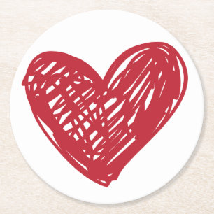 Hart Liefde Rood Wit Trouwfeest Bruidscadeau Ronde Kartonnen Onderzetter