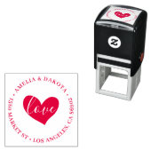 Hart | Liefde Script Ronde bruiloft retour adres Zelfinktende Stempel (In situ)