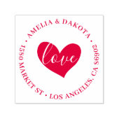 Hart | Liefde Script Ronde bruiloft retour adres Zelfinktende Stempel (Design)