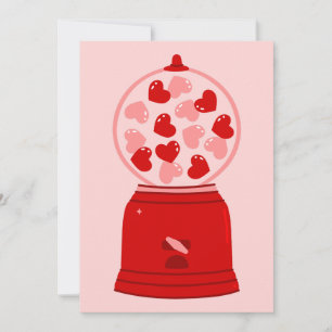 hart liefde valentijns gum machine gomballen feestdagenkaart