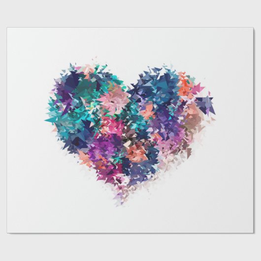 Hart, liefde, veelhoekig cadeaupapier (Vlak)