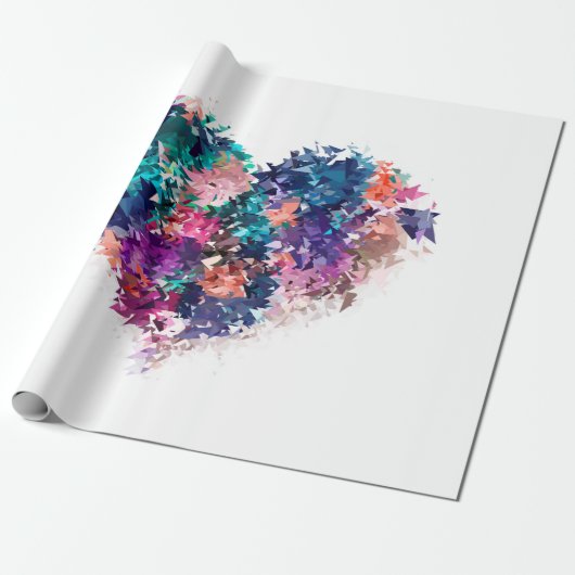 Hart, liefde, veelhoekig cadeaupapier (Uitgerold)