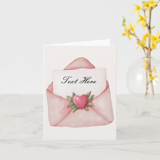 Hart liefdesbrief aangepaste tekst  kaart (Gele Bloem)