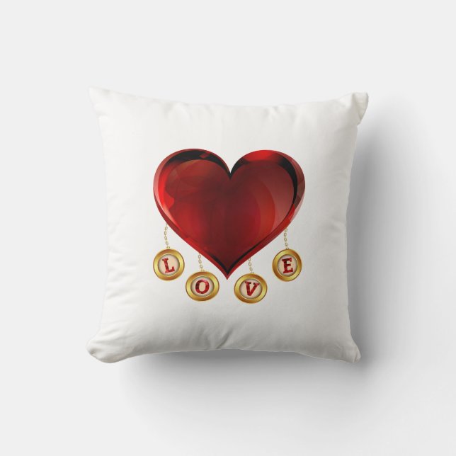 Hart Liefdesbrieven Ontwerp Romantische Typografie Kussen (Voorkant)