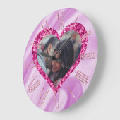 Hart Lijst Aangepast Foto Roze Zijde Zijde & Diama Grote Klok (Hoek)