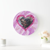 Hart Lijst Aangepast Foto Roze Zijde Zijde & Diama Grote Klok (Huis)