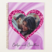 Hart Lijst Aangepast Foto Roze Zijde Zijde & Diama Planner (Voorkant)