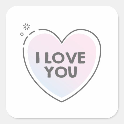 Hart lijst en ik hou van je tekst vierkante sticker (Voorkant)