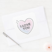 Hart lijst en ik hou van je tekst vierkante sticker (Envelop)