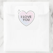 Hart lijst en ik hou van je tekst vierkante sticker (Tas)