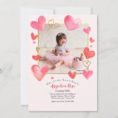 Hart Lijst Foto Verjaardagsuitnodiging Kaart (Voorkant)