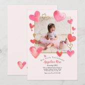 Hart Lijst Foto Verjaardagsuitnodiging Kaart (Voorkant / Achterkant)