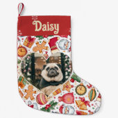 Hart Lijst Gingerbread Gepersonaliseerde Pet Foto Kleine Kerstsok (Voorkant)