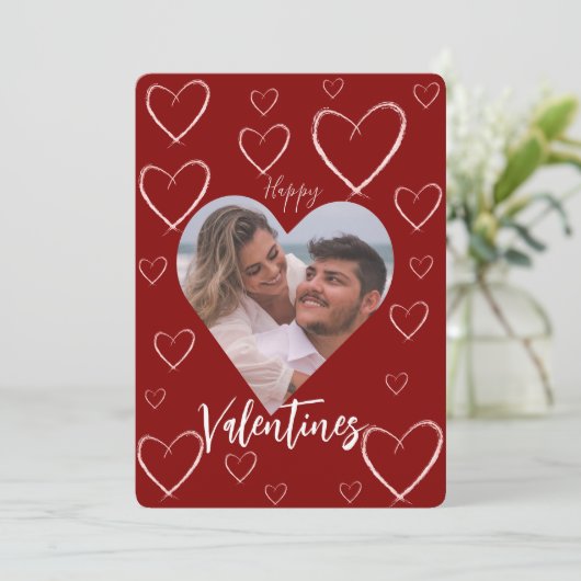 Hart Lijst Happy Valentijnsdag Cadeau Kaart (Staand voorkant)