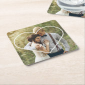 Hart Lijst Modern Monogram Foto Kartonnen Onderzetters (Schuin)