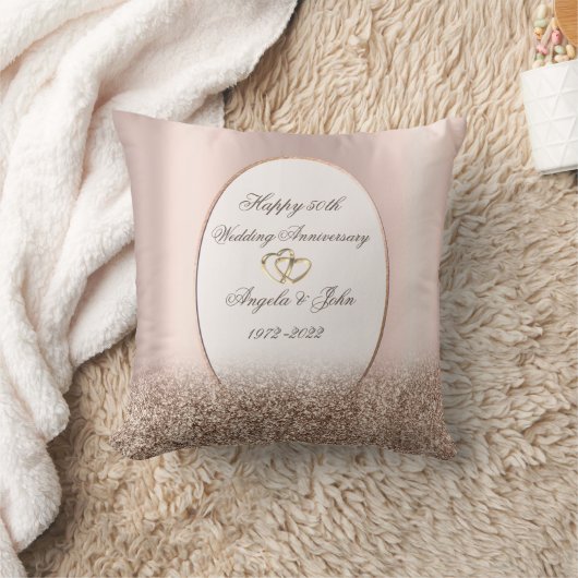 Hart Lijst Roos Gold Glitter 50ste Jubileum Kussen (Deken)
