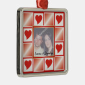 Hart lijst Valentijnse Liefde aangepaste foto orna Metalen Ornament (Rechts)