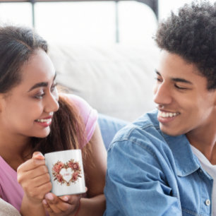 Hart Lijst van Bloemen Valentijnsdag Koffie Mok