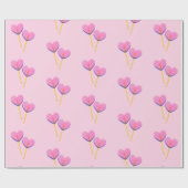 Hart Lillipop Roze Cadeau Cadeaupapier (Vlak)