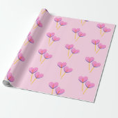Hart Lillipop Roze Cadeau Cadeaupapier (Uitgerold)