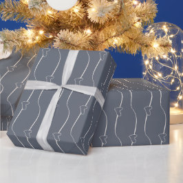 Hart Link, Creme op Fleet Grey Wrapping Paper Cadeaupapier