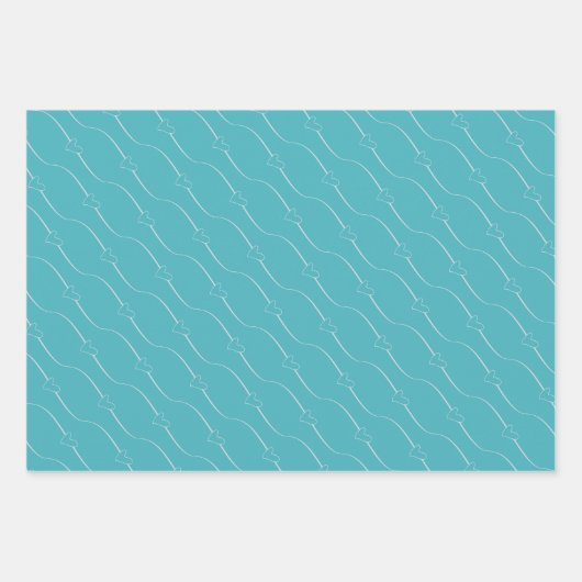 Hart Link Lichtgrijs Verdigris Bruiloft Verloving Inpakpapier Vel (Voorkant 2)