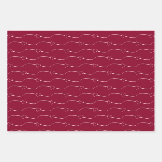 Hart Link Wijn Rood Bruiloft Verloving Inpakpapier Vel (Voorkant 3)