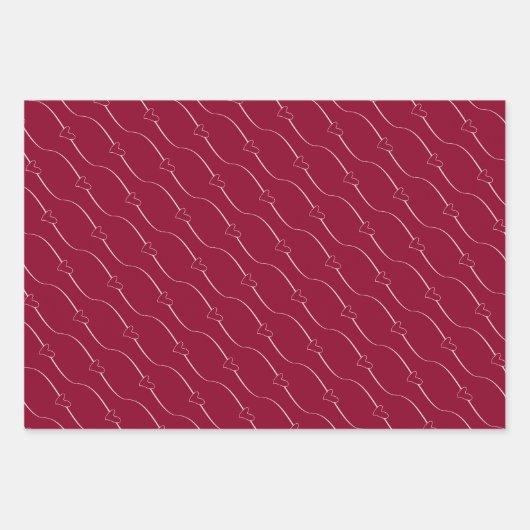 Hart Link Wijn Rood Bruiloft Verloving Inpakpapier Vel (Voorkant 2)