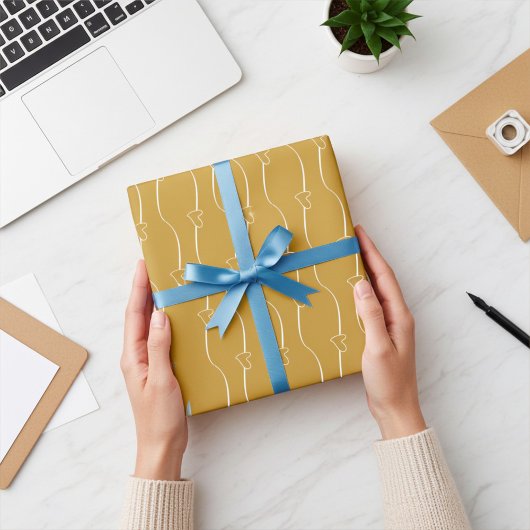 Hart Links Luxor Goud en Wit Bruiloft Cadeaupapier