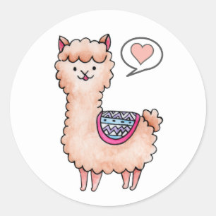 Hart Llama Ronde Sticker
