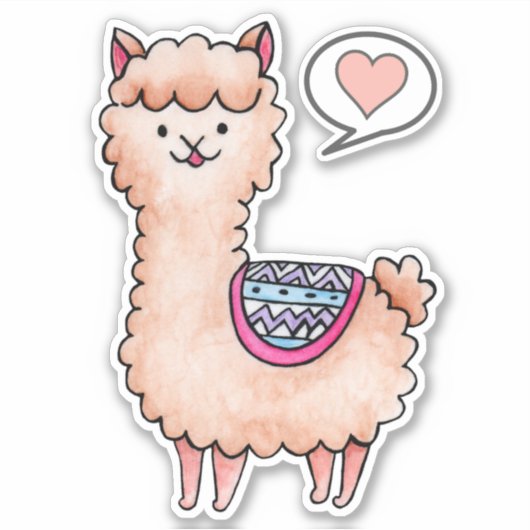 Hart Llama Sticker (Voorkant)