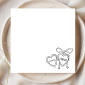 Hart Locket & Bow Illustratie Custom Wedding Servet