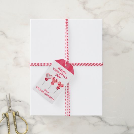 Hart Lollipops Gepersonaliseerde Valentijns Gift L Cadeaulabel (Met Touw)