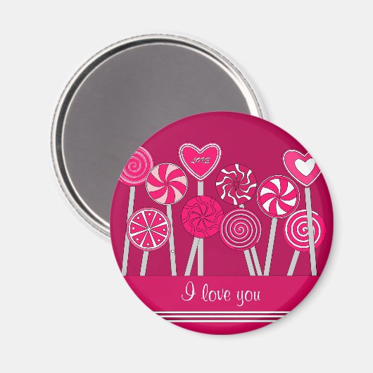 Hart Lollypop Designmagneet Magneet (Voorkant / Achterkant)